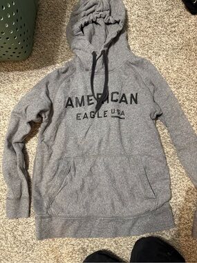 American Eagle Outfitters Gray Hooded Sweatshirt - womens Pullover